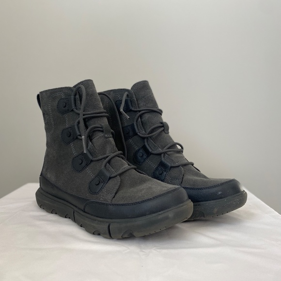 Men's SOREL Explorer Boot Sz 9 Black/Dark Gray - EUC - Picture 1 of 7